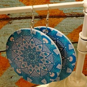 Mandala Turqoise Oversize Earrings